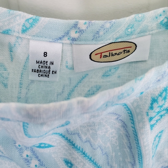 Talbots Light Blue Paisley Linen Midi Skirt - Picture 2 of 6